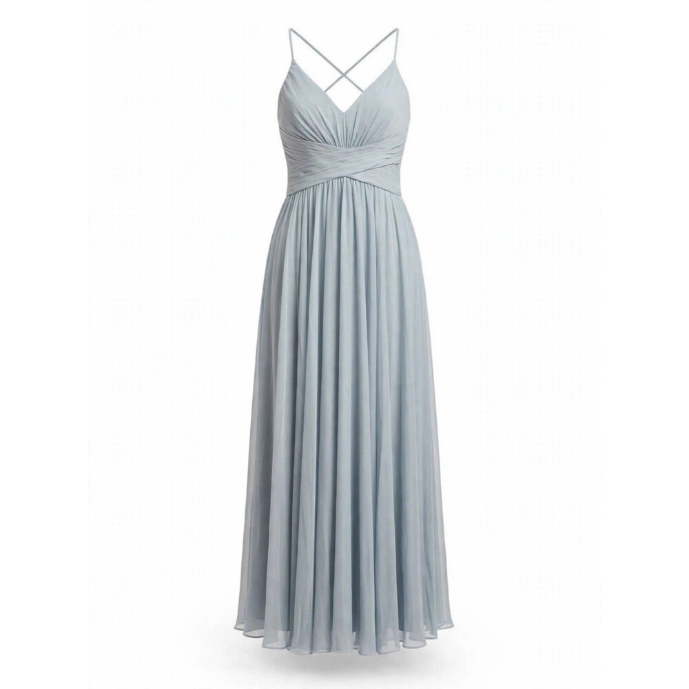 Celebrate DB Studio 10 Blue Gray Chiffon Gown Long Bridesmaid Formal